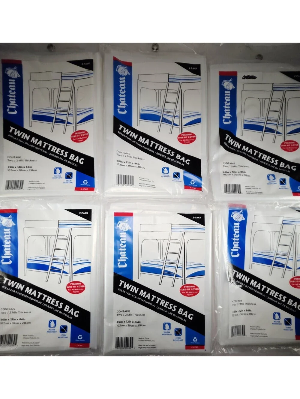 Lot of 6 Chateau Twin Mattress Bag (2 Per Pack) NEW 2 Mils Thick Moving Supplies